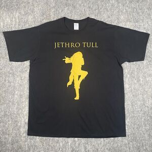 Ian Anderson Jethro Tull T Shirt 2XL Rock and Roll Flautist Yellow on Black